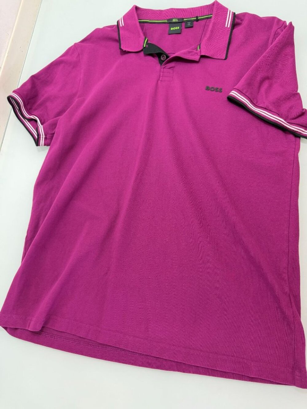 Hugo Boss Slim Fit Stretch Cotton Mens Polo Shirt XXL 2XL Plum Short Sleeve